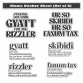 Rizzler Meme Sticker Sheet Set (Voorkant)