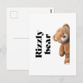 Rizzly cute teddy bear design funny quote briefkaart (Voorkant / Achterkant)