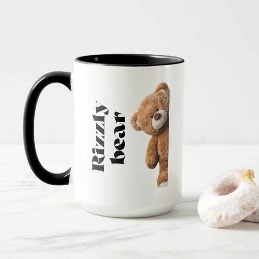 Rizzly cute teddy bear design funny quote mok (Met donut)