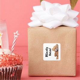 Rizzly cute teddy bear design funny quote vierkante sticker