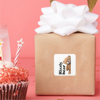 Rizzly cute teddy bear design funny quote vierkante sticker