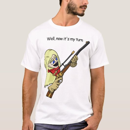 rm -r comic Jane, Smoking Pistolen shirt (Voorkant)