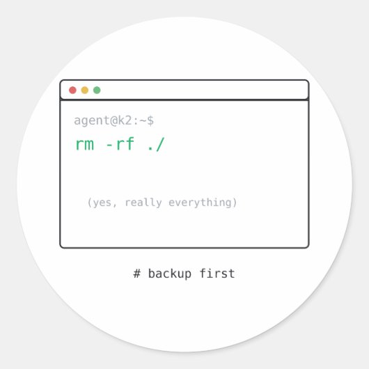 rm -rf / - Dev Sticker Cadeau (Voorkant)