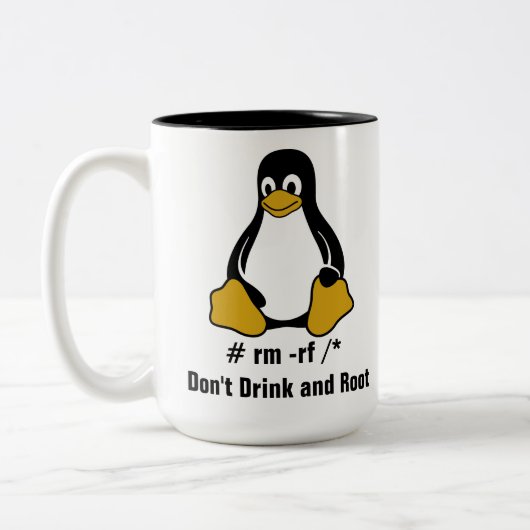 # rm -rf /* tweekleurige koffiemok (Links)