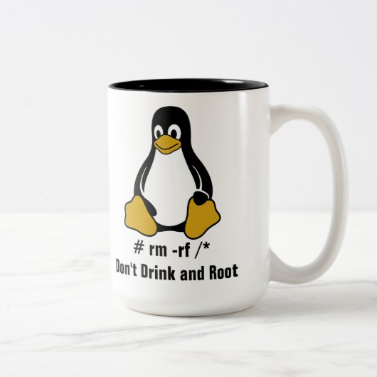 # rm -rf /* tweekleurige koffiemok (Rechts)