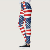 rmdesignflo55 USA vlag op een rode achtergrond Leggings (Links)