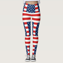 rmdesignflo55 USA vlag op een rode achtergrond Leggings