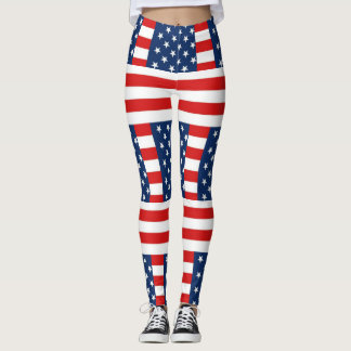 rmdesignflo55 USA vlag op een rode achtergrond Leggings