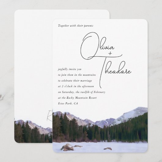 RMNP Winter Berg Bruiloft Kaart (Voorkant / Achterkant)