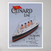 RMS Aquitania - Cunard Line (fiktives Plakat) Poster (Voorkant)