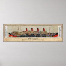 RMS Aquitania Cut Away Poster