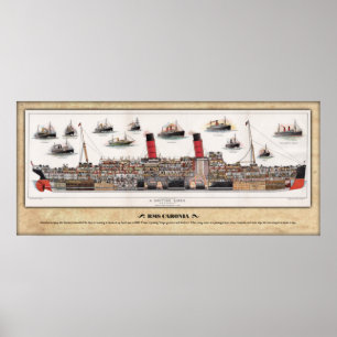 RMS CARONIA (1905) Poster voor kabelbaan/binnenboo