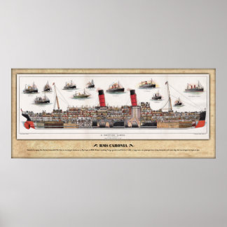 RMS CARONIA (1905) Poster voor kabelbaan/binnenboo