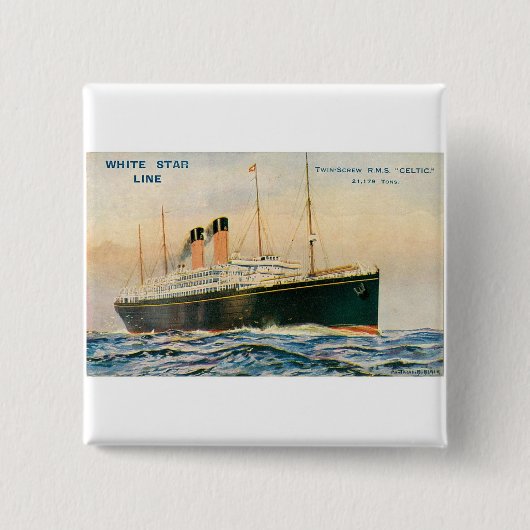 RMS Celtic Vierkante Button 5,1 Cm (Voorkant)