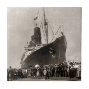RMS Lusitania arriveert New York City 1907 Tegeltje