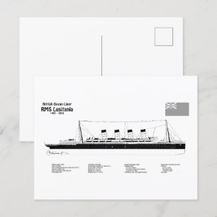 RMS Lusitania - Blauwdrukplannen voor schepen BD Briefkaart