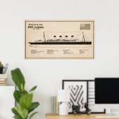 RMS Lusitania - Scheepsblauwdruk Plannen SD Poster (Thuiskantoor)