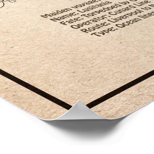 RMS Lusitania - Scheepsblauwdruk Plannen SD Poster (Hoek)