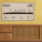 RMS Lusitania - Scheepsblauwdruk Plannen SD Poster