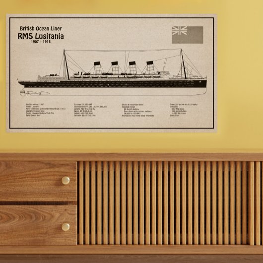 RMS Lusitania - Scheepsblauwdruk Plannen SD Poster
