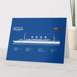 RMS Lusitania - Scheepsblauwdrukplannen ABD Bedankkaart