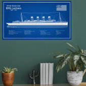 RMS Lusitania - Scheepsblauwdrukplannen ABD Poster