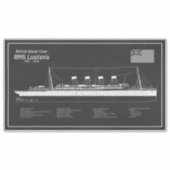 RMS Lusitania - scheepsblauwdrukplannen PBD Sticker (Voorkant)