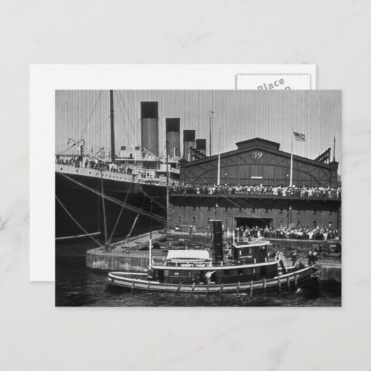 RMS Olympisch in Pier 59 Glass Slide 1911 Briefkaart (Voorkant / Achterkant)