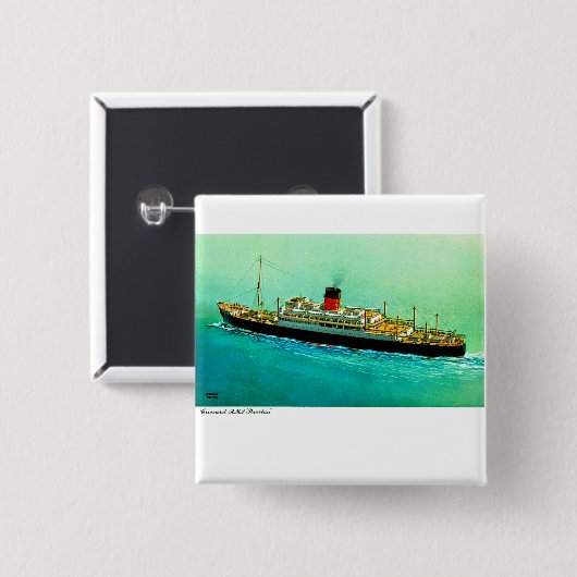 RMS Parthia Vierkante Button 5,1 Cm (Voorkant /achterkant)