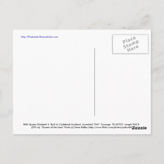 RMS Queen Elizabeth 2 Briefkaart (Achterkant)