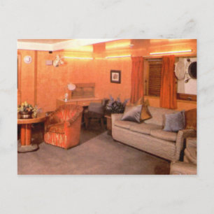 RMS Queen Mary Eerste Klasse zithoek Briefkaart