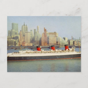 RMS Queen Mary Sailing New York 1950 Briefkaart
