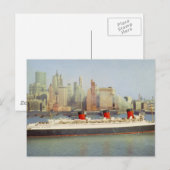RMS Queen Mary Sailing New York jaren '50 Briefkaart (Voorkant / Achterkant)