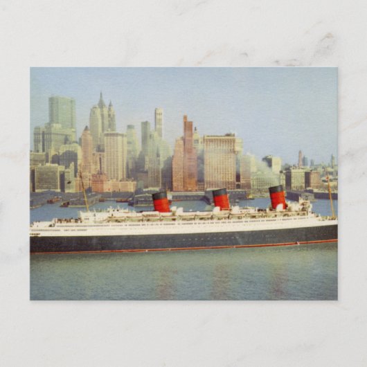 RMS Queen Mary Sailing New York jaren '50 Briefkaart (Voorkant)