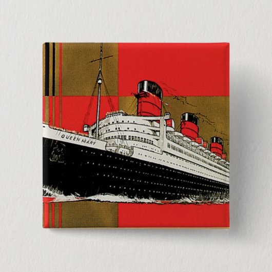 RMS Queen Mary Vierkante Button 5,1 Cm (Voorkant)