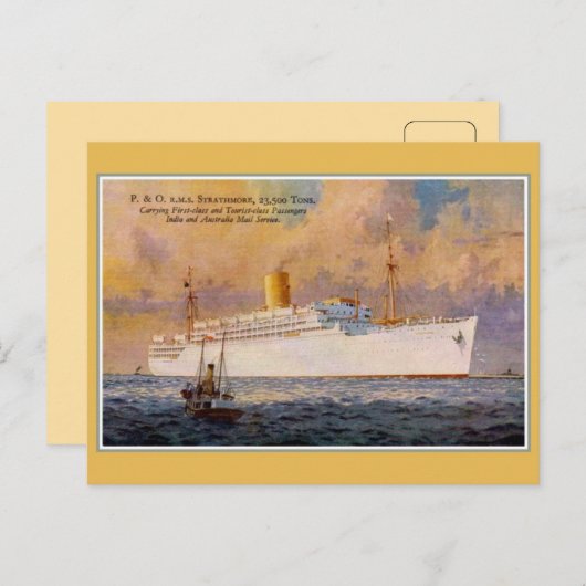  RMS Strathmore-post en passagiersvoering Briefkaart (Voorkant / Achterkant)