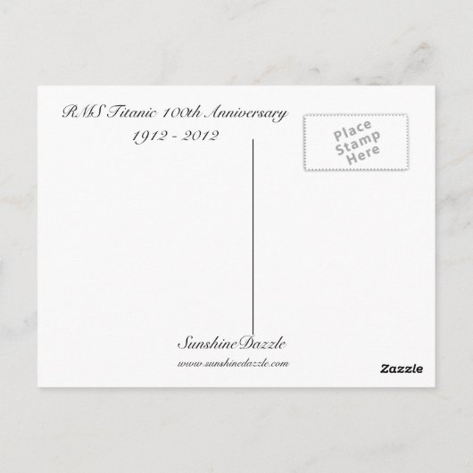 RMS Titanic 100th Jubileum Briefkaart (Achterkant)