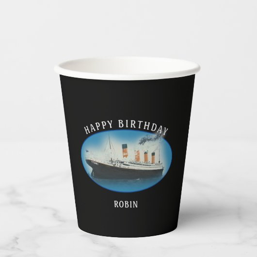 RMS Titanic Black Birthday Paper Cups Papieren Bekers (Voorkant)