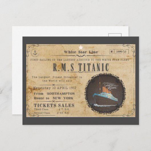 RMS TITANIC BOARDING ADVERTEREN BRIEFKAART (Voorkant / Achterkant)