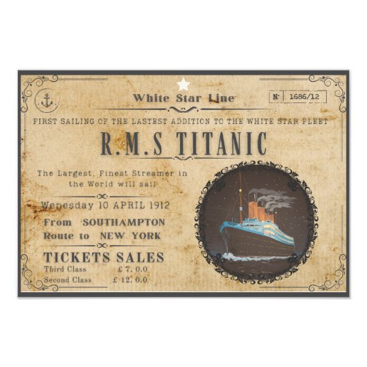 RMS TITANIC BOARDING ADVERTEREN FOTO AFDRUK (Voorkant)
