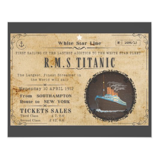 RMS TITANIC BOARDING ADVERTEREN FOTO AFDRUK (Voorkant)