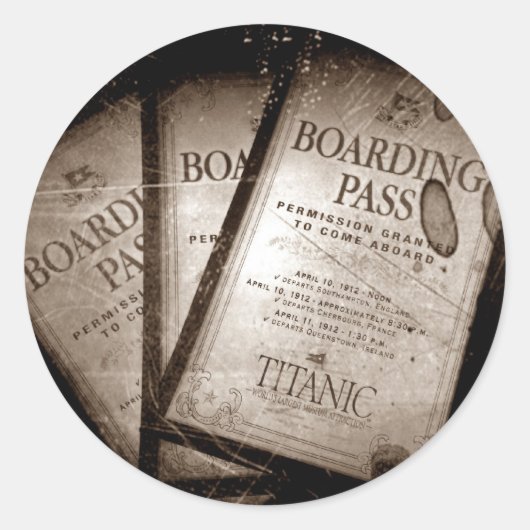 RMS Titanic Boarding Passes Ronde Sticker (Voorkant)