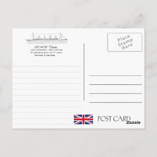 RMS Titanic Briefkaart (Achterkant)