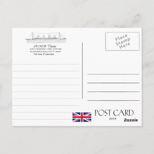 RMS Titanic Briefkaart (Achterkant)