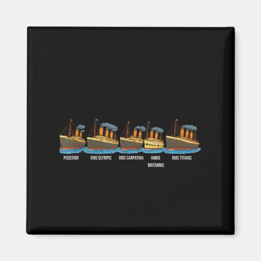 RMS Titanic Britannic Poseidon Carpathia Beroemd S Magneet (Voorkant)