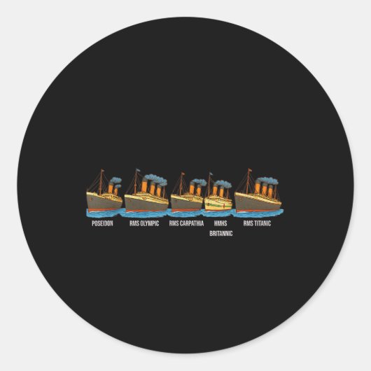 RMS Titanic Britannic Poseidon Carpathia Beroemd S Ronde Sticker (Voorkant)