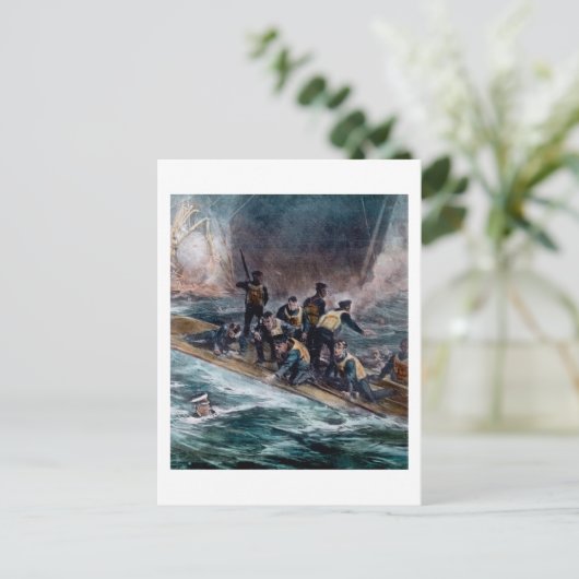 RMS Titanic Crew Escapes Behemoth Sinks Briefkaart (Staand voorkant)