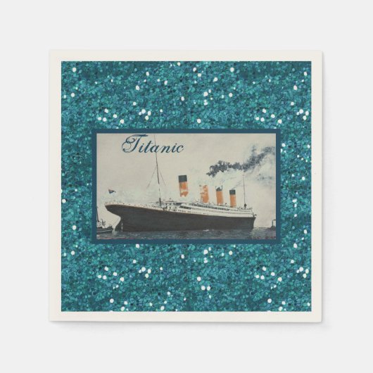 RMS Titanic Deep Blue Glitter White Star Line schi Servet (Voorkant)
