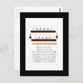 RMS Titanic Drawing and Diagram Briefkaart (Voorkant / Achterkant)