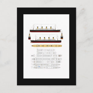 RMS Titanic Drawing and Diagram Briefkaart